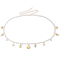 Chaînes de taille pour femmes, ornées de coquillages naturels, d'imitations de perles en plastique et de pompons en forme d'étoile de mer en fer., blanc