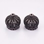 Brass Micro Pave Cubic Zirconia Beads, Long-Lasting Plated, Crown