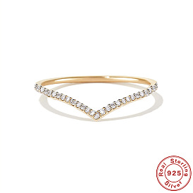 Stylish V-shaped Moissanite Diamond Ring in 925 Silver for Women
