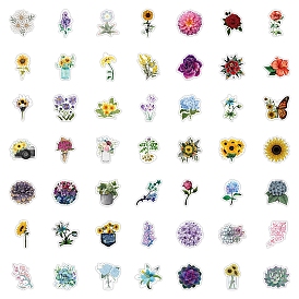 PVC Self-Adhesive Floral Stickers, Waterproof Flower Decals for Party Decorative Presents, Kid's Art Craft