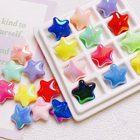 UV Plating Plastic Beads, Iridescent Star