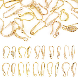 20шт 10 стили латунные крючки для сережек, провод уха, с петлями