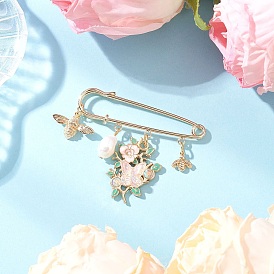 Броши-подвески в виде цветов и пчел из железа и сплава с эмалью, изысканные английские булавки для девочек и женщин, с натуральным культивированным пресноводным жемчугом