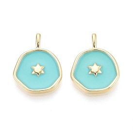 Латунь эмаль подвески, самородки со звездными подвесками, реальный 16 k позолоченный