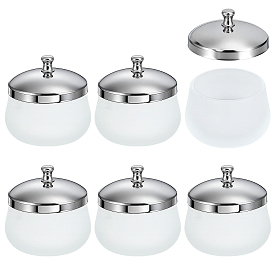 6Pcs Glass Dappen Dish, with 304 Stainless Steel Lid, Nail Art Tool