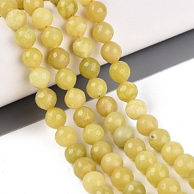 Natural Lemon Jade Beads Strands, Round, Faceted