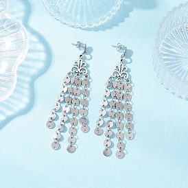 Серьги-гвоздики из сплава с кисточками в тибетском стиле с цветком, с 304 серьгами из нержавеющей стали