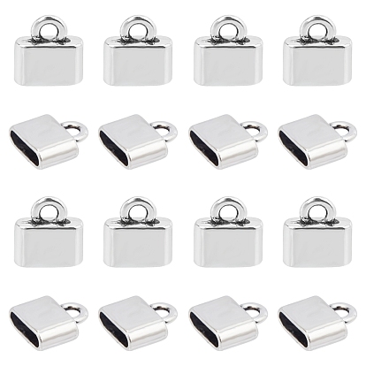 Tibetan Style Alloy Cord Ends, End Caps, Cadmium Free & Lead Free, Rectangle