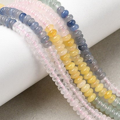 Нити бусин из натурального розового кварца, зеленого авантюрина, синего авантюрина и белого нефрита, рондель, смешанные окрашенные и неокрашенные