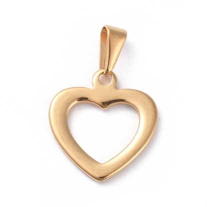 304 Stainless Steel Open Heart Pendants, Hollow