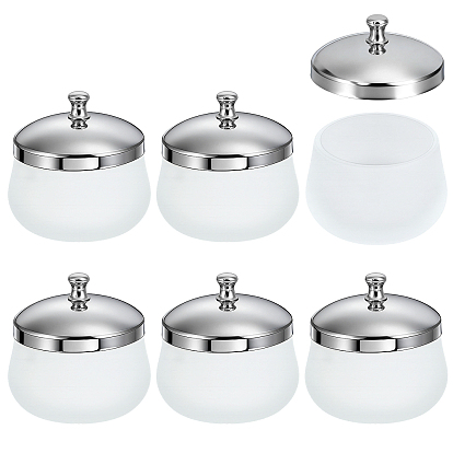 6Pcs Glass Dappen Dish, with 304 Stainless Steel Lid, Nail Art Tool