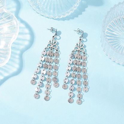 Серьги-гвоздики из сплава с кисточками в тибетском стиле с цветком, с 304 серьгами из нержавеющей стали