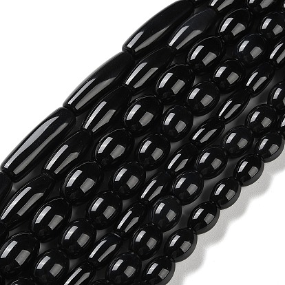 Нити бусин из натурального черного оникса-агата, окрашенная и подогревом