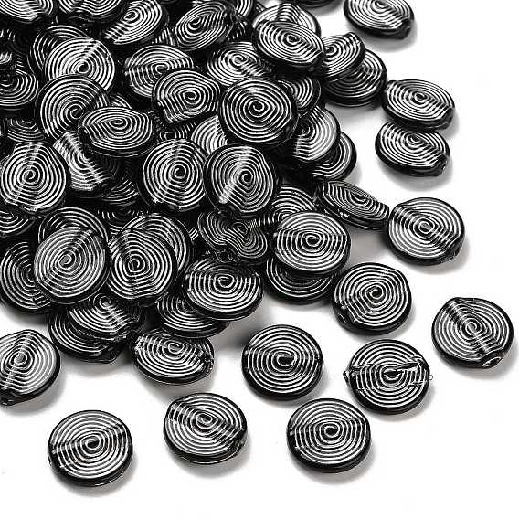 Непрозрачные акриловые бусины, серебристого металла, обвитыми, плоско-круглые