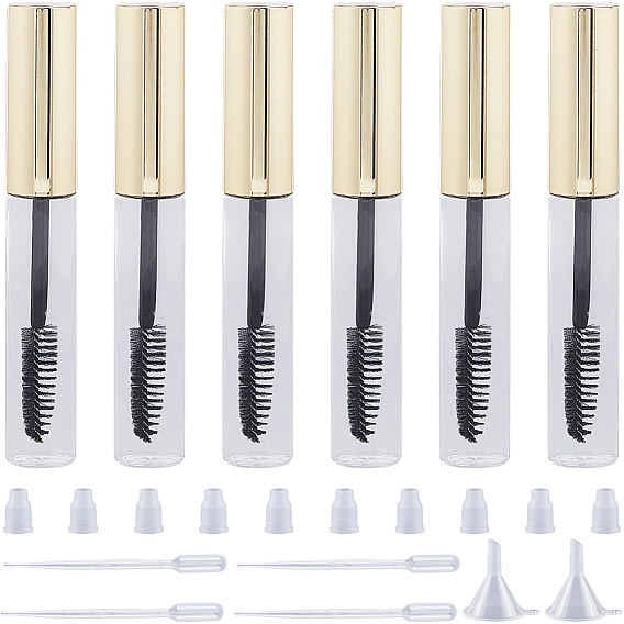10шт. Пустая пластиковая бутылочка для ресниц с 4шт. 2мл. Одноразовая пластиковая пипетка с 2шт. Мини-прозрачная пластиковая воронкообразная воронка