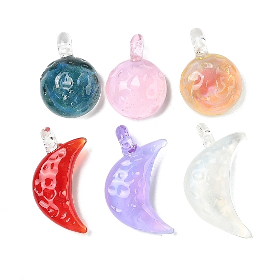 Подвески лэмпворк ручной работы, луна/плоские круглые подвески