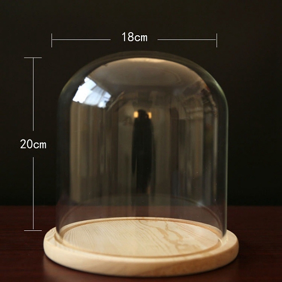 Стеклянный купол, декоративная витрина, колокол баночка террариум с деревянной основой