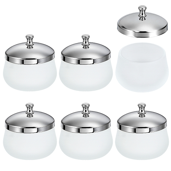 6 piezas de plato de vidrio para dappen, con 304 tapa de acero inoxidable, herramienta de arte de uñas