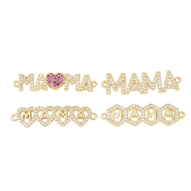 Подвеска-коннектор из латуни с микропаве и кубическим цирконием ко Дню матери., слово мама чары, долговечный, стойки покрытие, без свинца и без кадмия
