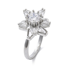 Вращающиеся кольца-манжеты в форме звезды для женщин, латунные кольца-спиннеры с микро-паве и прозрачным кубическим цирконием