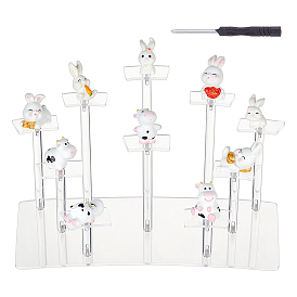 10-Tier Transparent Acrylic Minifigures Display Risers, Trapezoid Organizer Holder for Models, Building Blocks, Doll, Cake Display Holder