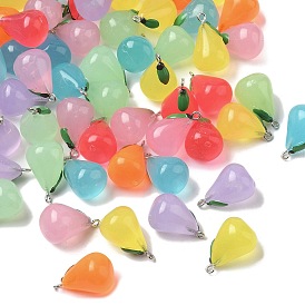 Подвески из светящейся прозрачной смолы, груша, с железной платиной петлей, светится в темноте