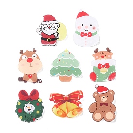 Christmas Theme Acrylic Badges, Iron Pin Brooch, Wreath/Tree/Bell
