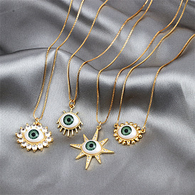 Jewelry Simple Personality Devil's Eye Resin Plastic Pendant Necklace Trendy Diamond-studded Clavicle Chain