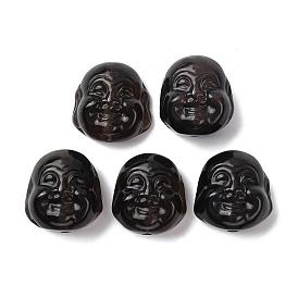 Резные бусины из натурального ледяного обсидиана, Голова Будды