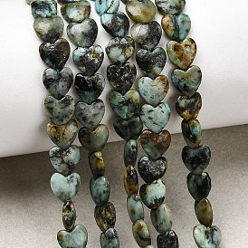 Бусы натуральная африканская бирюза (яшма), сердце