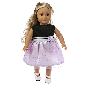 Sequin & Bowknot Pattern Cloth Doll Sleeveless Dress, for 18 inch Girl Doll Party Dressing Accessories