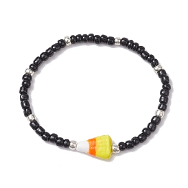 Bracelets extensibles en perles de maïs pour femmes, en acrylique et en verre, bonbons d'halloween