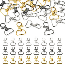 24Pcs 3 Colors Zinc Alloy Swivel D Ring Lobster Claw Clasps, Swivel Snap Hook
