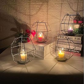 Iron wire candle holder, wind lantern, hollow Christmas candle ornament, portable night light, creative holiday dinner