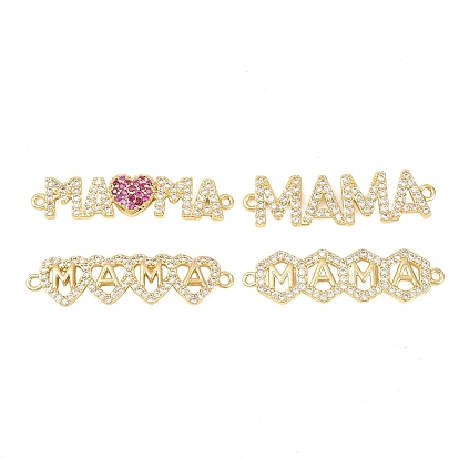 Подвеска-коннектор из латуни с микропаве и кубическим цирконием ко Дню матери., слово мама чары, долговечный, стойки покрытие, без свинца и без кадмия