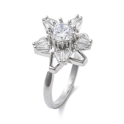 Вращающиеся кольца-манжеты в форме звезды для женщин, латунные кольца-спиннеры с микро-паве и прозрачным кубическим цирконием