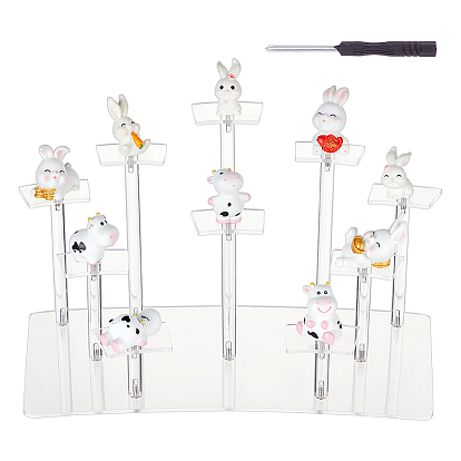 10-Tier Transparent Acrylic Minifigures Display Risers, Trapezoid Organizer Holder for Models, Building Blocks, Doll, Cake Display Holder