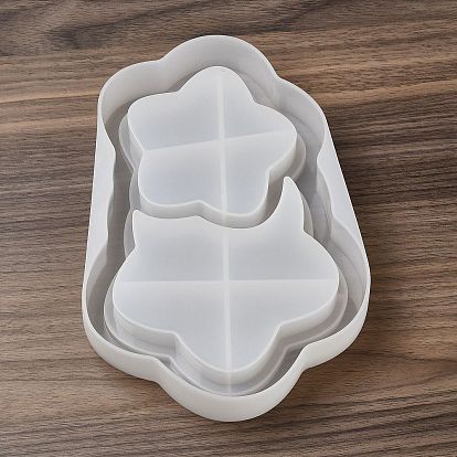 Star Cloud Rectangle DIY Quicksand Serving Tray Silicone Molds, Resin Casting Molds, for UV Resin, Epoxy Resin Craft Making, WhiteSmoke