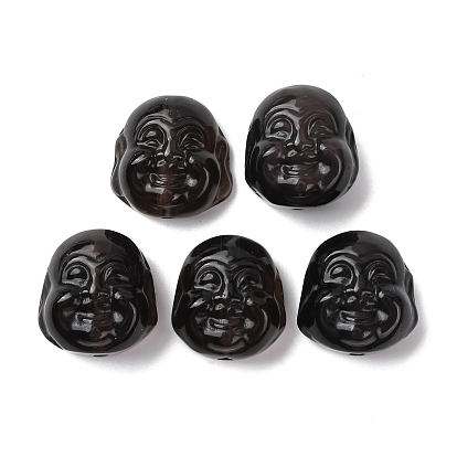 Резные бусины из натурального ледяного обсидиана, Голова Будды