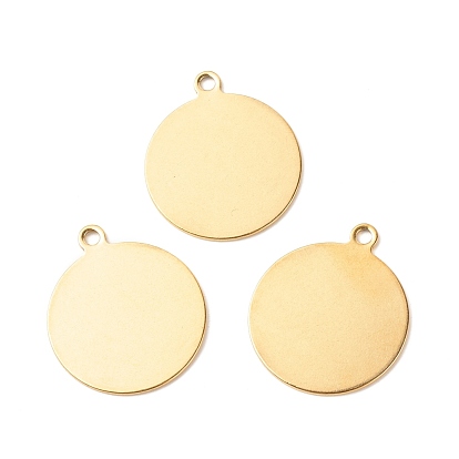 Ion Plating(IP) 201 Stainless Steel Pendants, Flat Round