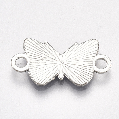Printed Alloy Links Connectors, with Enamel, Butterfly, Platinum