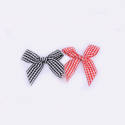 Handmade Woven Costume Accessories, Tartan Pattern Polyester Ribbon Bowknot