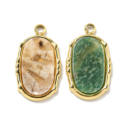 Вакуумное покрытие pvd 304 подвески из нержавеющей стали, овальные подвески из натуральных драгоценных камней, реальный 18 k позолоченный