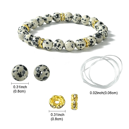 Diy natürliche dalmatinische Jaspis runde Perlen Stretch-Armband-Herstellungsset