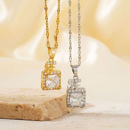 Элегантные блестящие латунные подвески в виде бабочки из кубического циркония с прозрачным флаконом духов для женщин