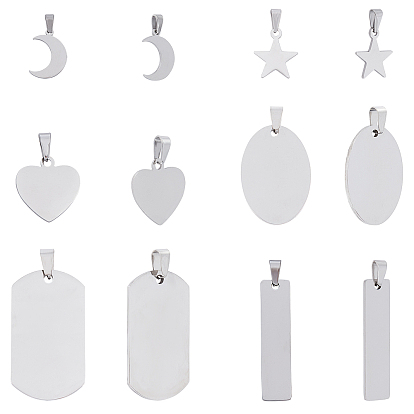 Pendentifs en acier inoxydable, balises de marquage vierges, formes mixtes