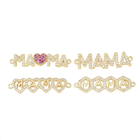Подвеска-коннектор из латуни с микропаве и кубическим цирконием ко Дню матери., слово мама чары, долговечный, стойки покрытие, без свинца и без кадмия