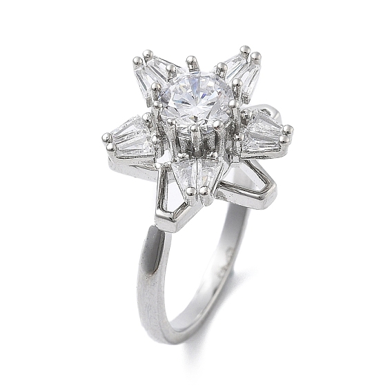 Вращающиеся кольца-манжеты в форме звезды для женщин, латунные кольца-спиннеры с микро-паве и прозрачным кубическим цирконием