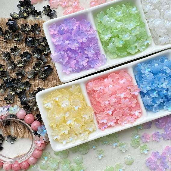 Гальванизируйте прозрачные стеклянные бусины, AB Цвет покрытия, цветок