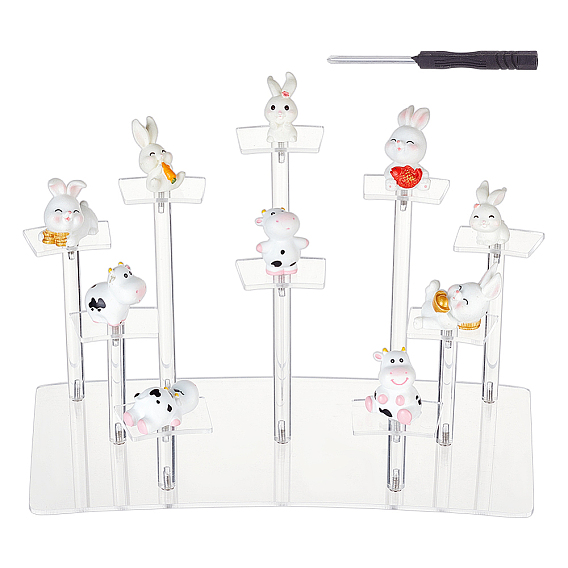 10-Tier Transparent Acrylic Minifigures Display Risers, Trapezoid Organizer Holder for Models, Building Blocks, Doll, Cake Display Holder